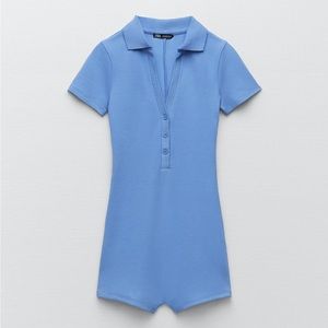 Zara Blue Short Polo Bodysuit/Romper